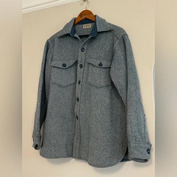Vintage 1950’s LL Bean Northwoods Wool Shirt - blue button up - Picture 1 of 5
